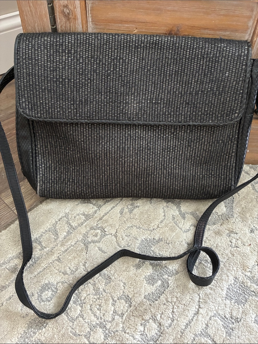 Vintage Carlos Falchi Textured Crossbody Bag in Dark Gray